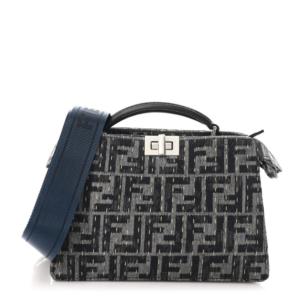 Chenille Vitello Seta FF Peekaboo I See U X Cross Satchel Blue Notte