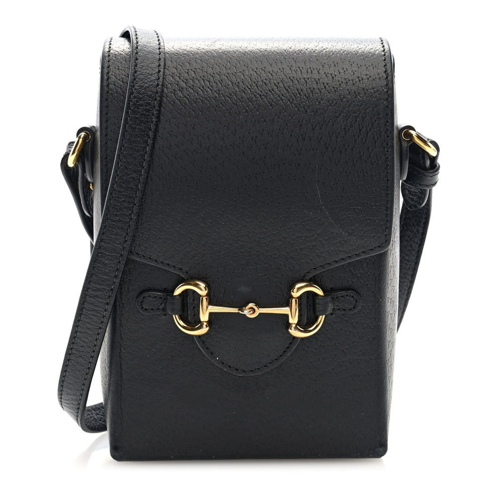 Dollar Calfskin Vertical Horsebit 1955 Crossbody Bag Black
