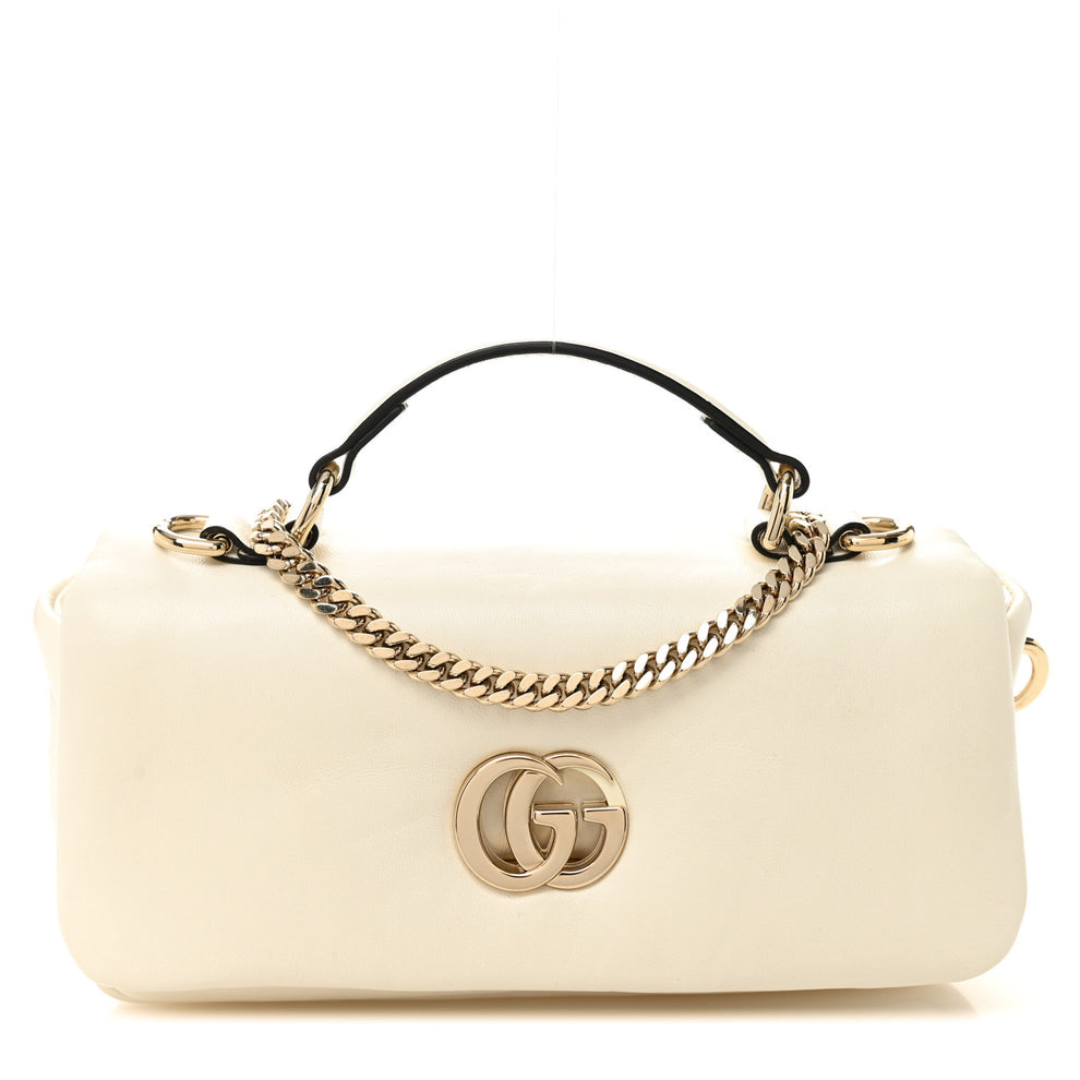Lambskin Mini GG Milano Top Handle Shoulder Bag White