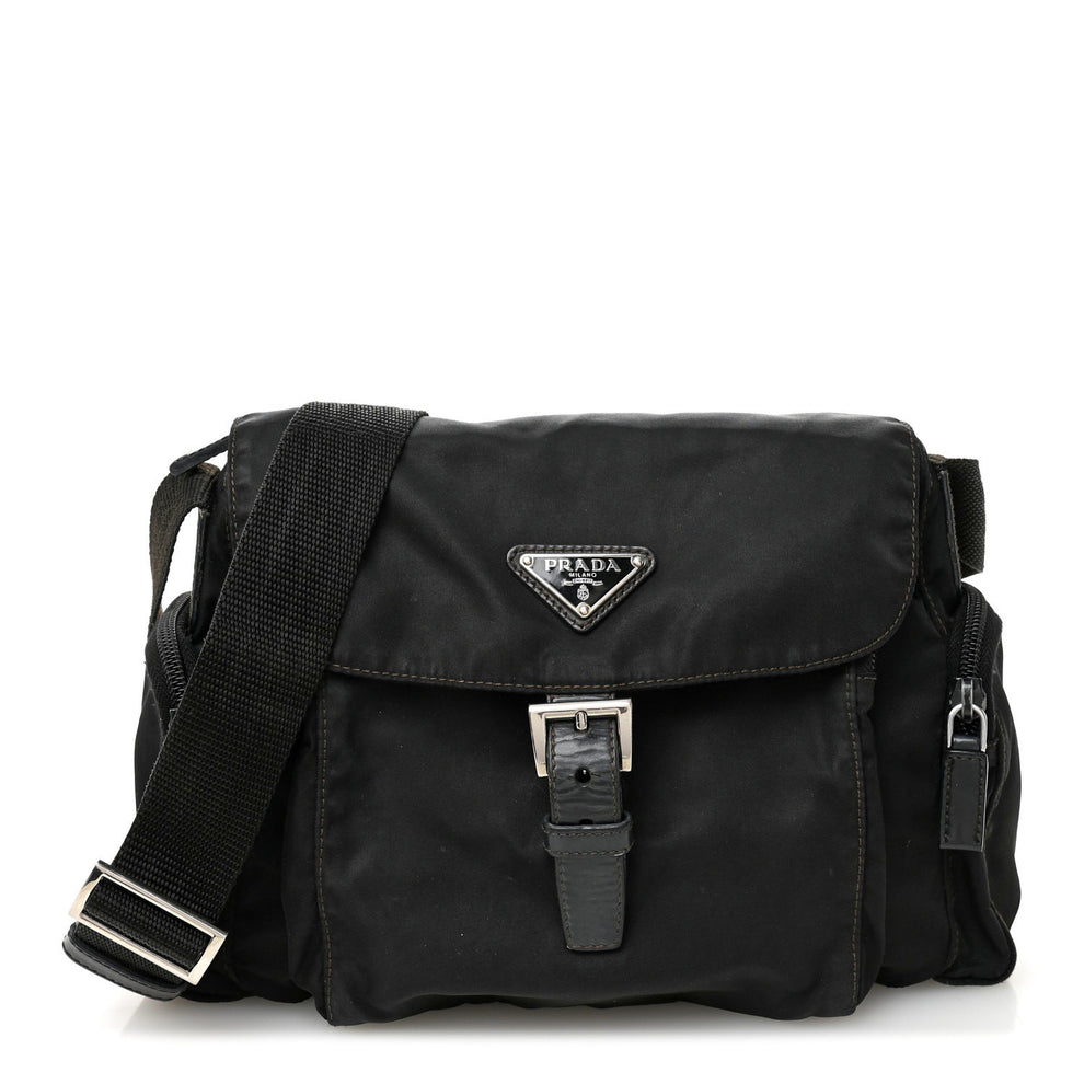 Tessuto Nylon Saffiano Small Vela Messenger Black