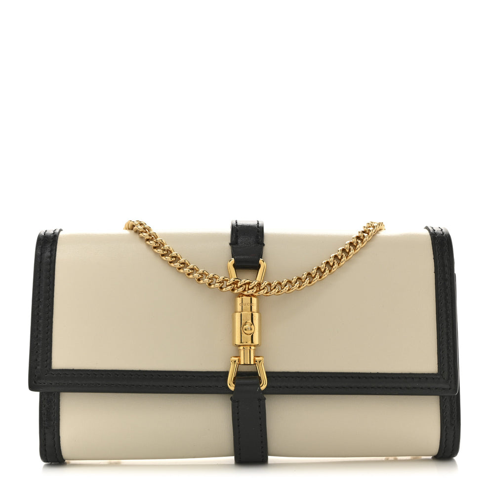 Calfskin Bi-Color Jackie 1961 Chain Wallet Mystic White Black