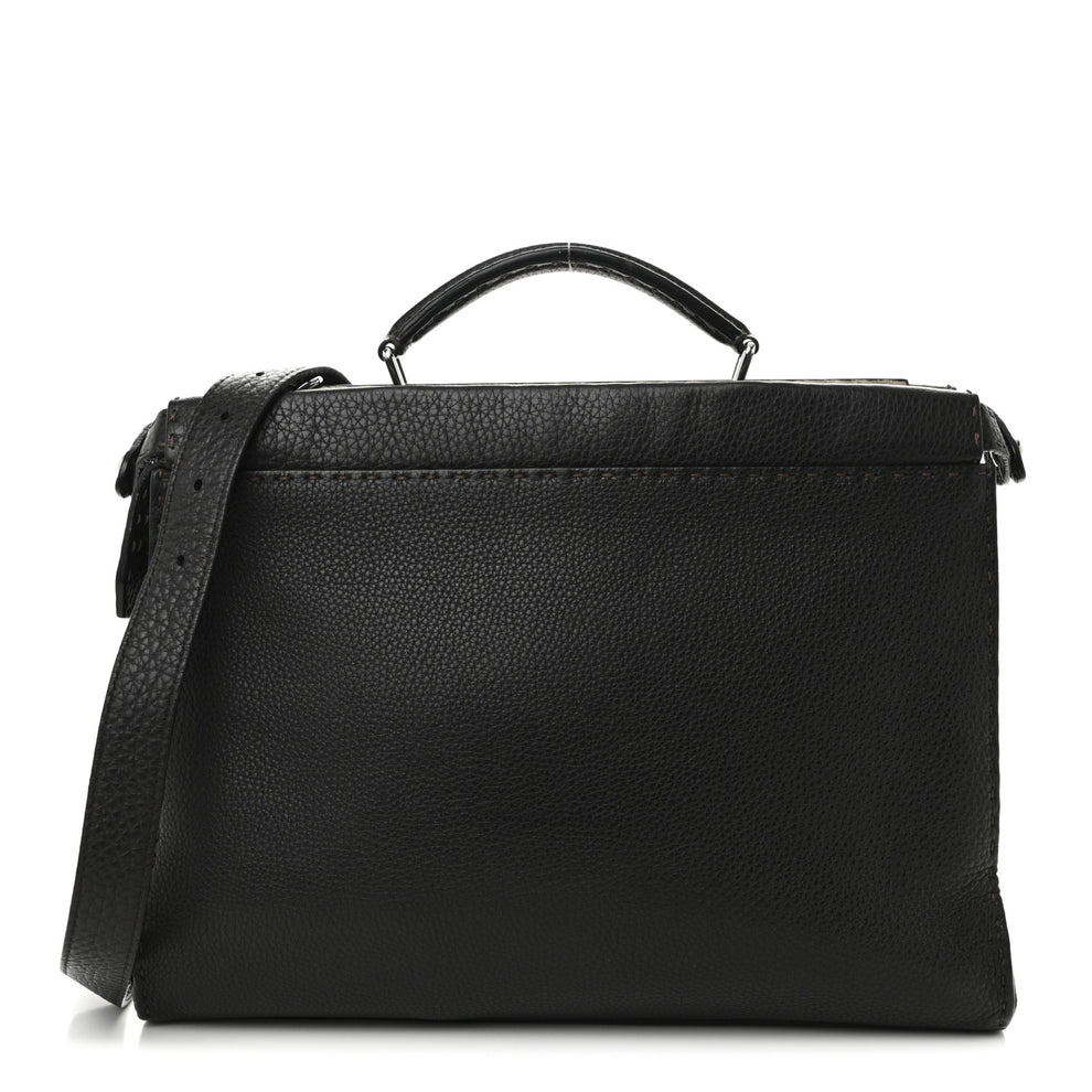 Calfskin Romano Selleria Large Peekaboo Iconic Fit Satchel Brown Milk Multicolor