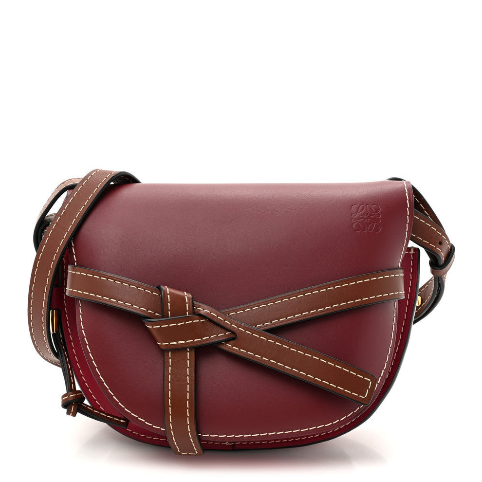 Calfskin Small Gate Crossbody Bag Garnet Pomodoro