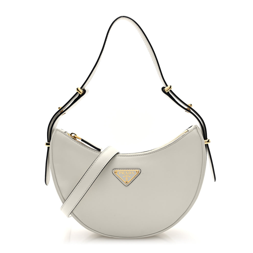 Soft Calfskin Arque Shoulder Bag White