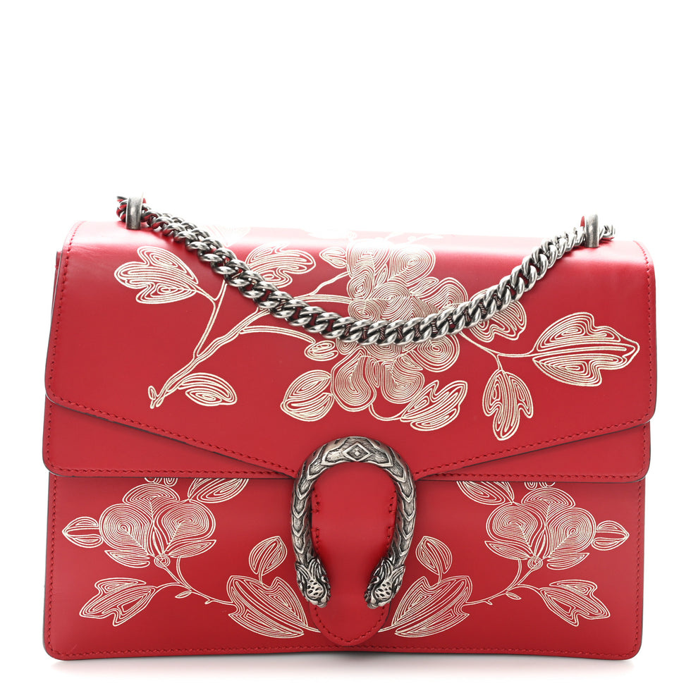 Calfskin Chinese New Year Medium Dionysus Shoulder Bag Hibiscus Red