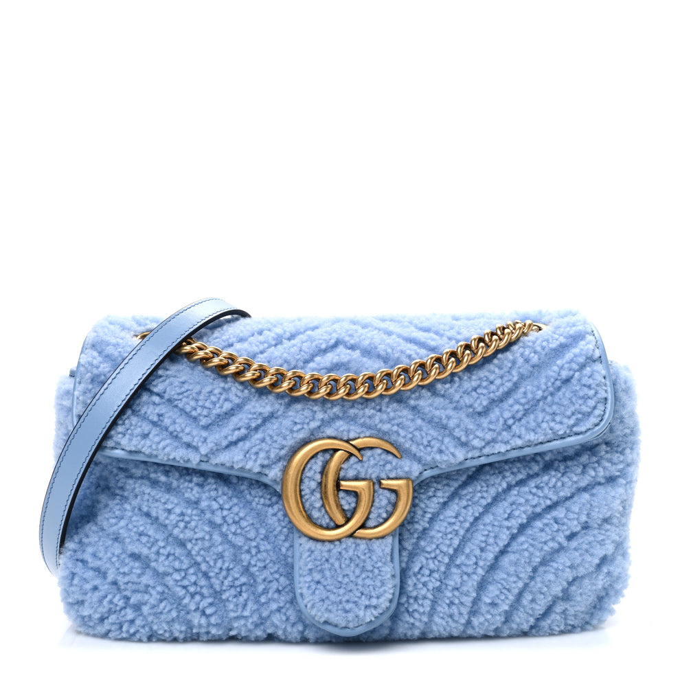 Merino Wool Matelasse Small GG Marmont Shoulder Bag Cadet Blue