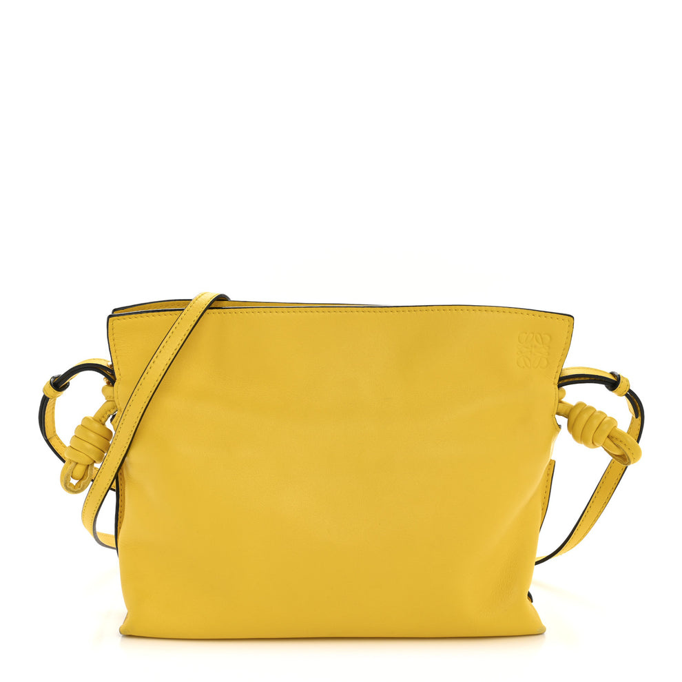 Calfskin Mini Flamenco Knot Clutch Mustard