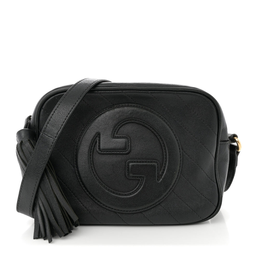 Sakai Be Green Calfskin Diagonal Stitched Small Blondie Shoulder Bag Black
