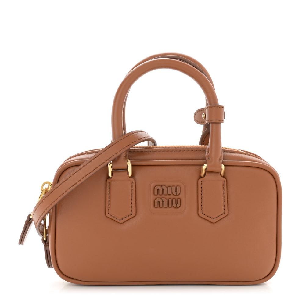 Calfskin Mini Arcadie Top Handle Bag Cognac