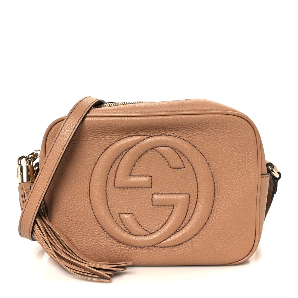 Pebbled Calfskin Small Soho Disco Bag Camelia