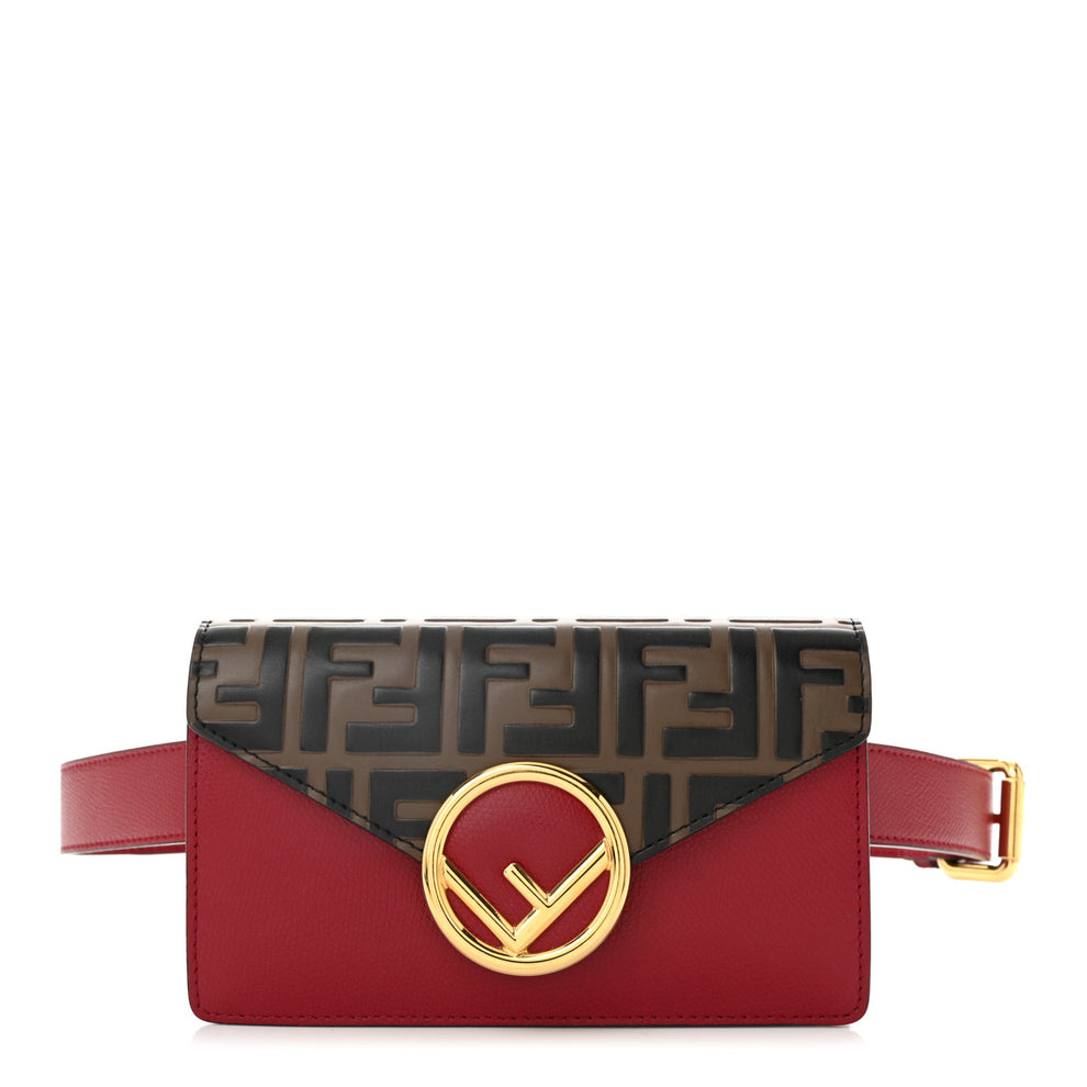 Vitello Cruise F is Fendi Bi-Color FF 1974 Embossed Envelope Belt Bag Maya Black Fragola