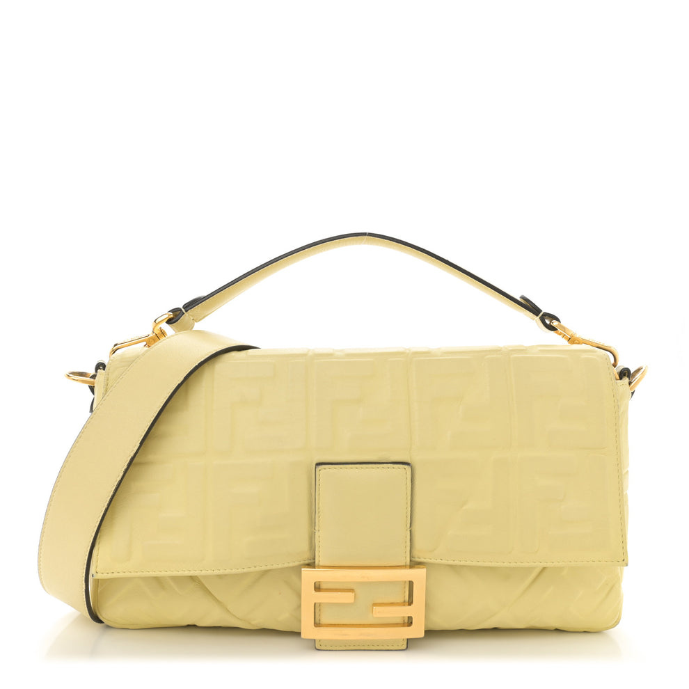 Nappa FF 1974 Embossed Large Baguette Banana