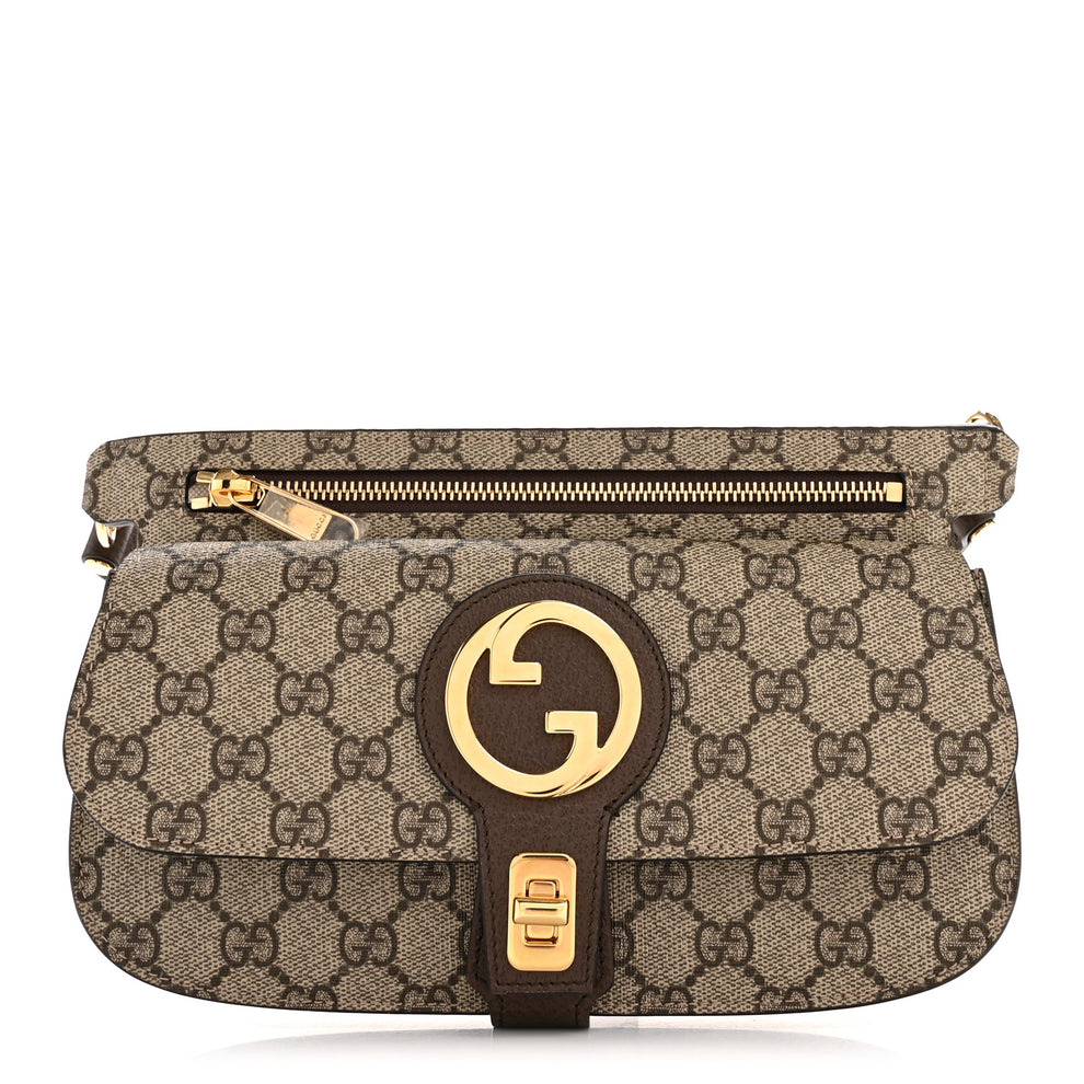 GG Supreme Monogram Textured Dollar Calfskin Blondie Belt Bag Beige Ebony New Acero