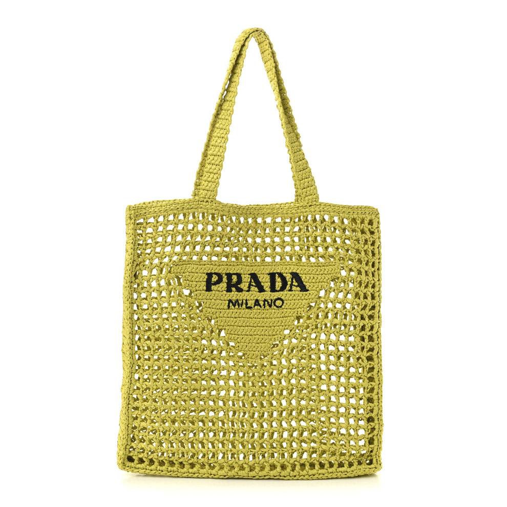 Yarn Raffia Effect Crochet Logo Embroidered Tote Bag Cedro