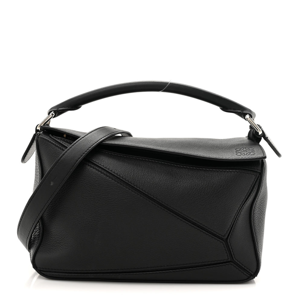 Calfskin Small Puzzle Edge Bag Black