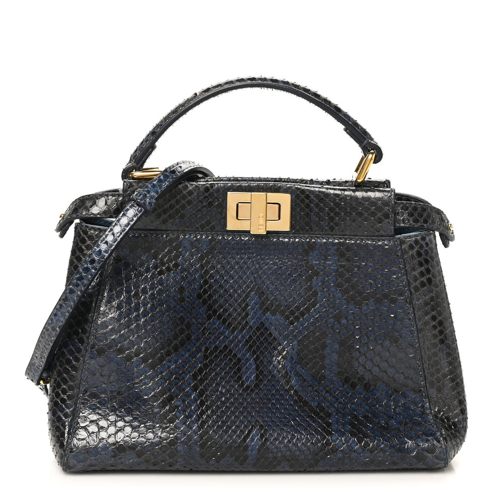 Python Shiny Nappa Mini Peekaboo Iconic Satchel Blue Jeans