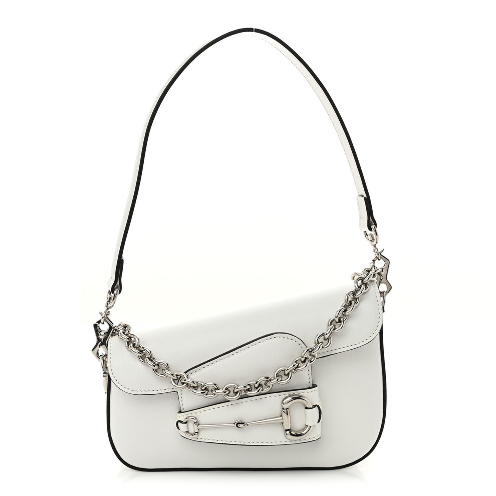 Calfskin Mini Horsebit 1955 Asymmetric Shoulder Bag Great White