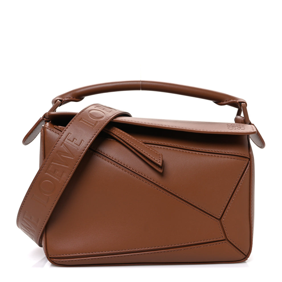 Satin Calfskin Small Puzzle Bag Pecan