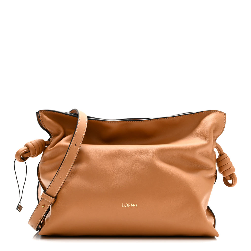 Nappa Calfskin Medium Flamenco Knot Clutch Warm Desert