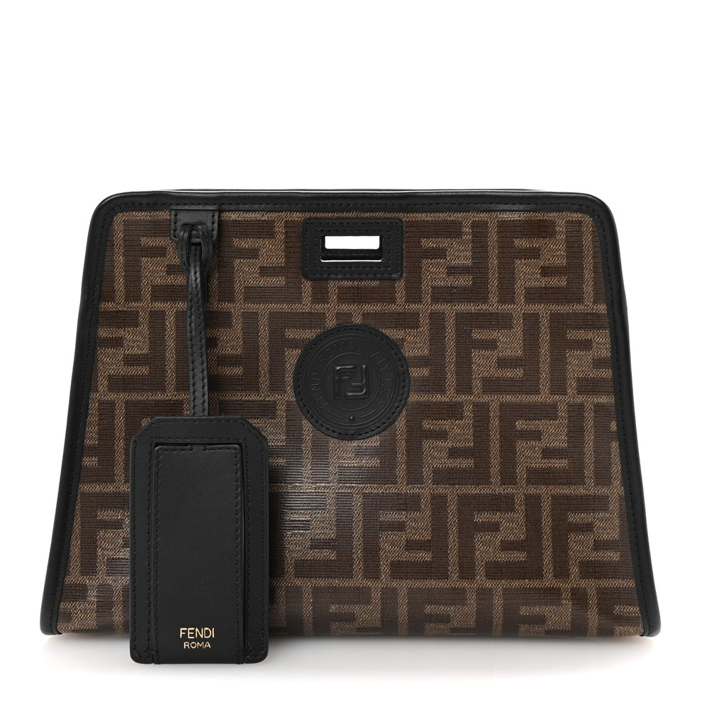 Glazed Fabric Vitello Century FF 1974 Stamp Patch Mini Peekaboo Defender Cover Mogano Panna Black