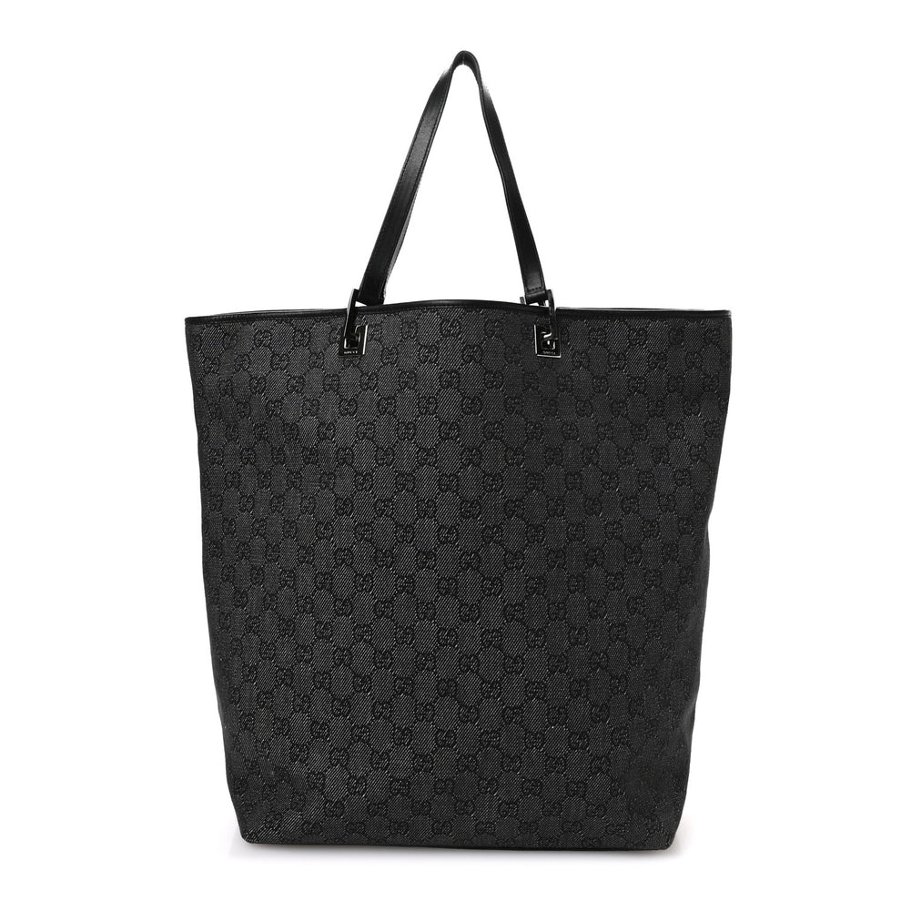 Denim Monogram Large Bucket Tote Black