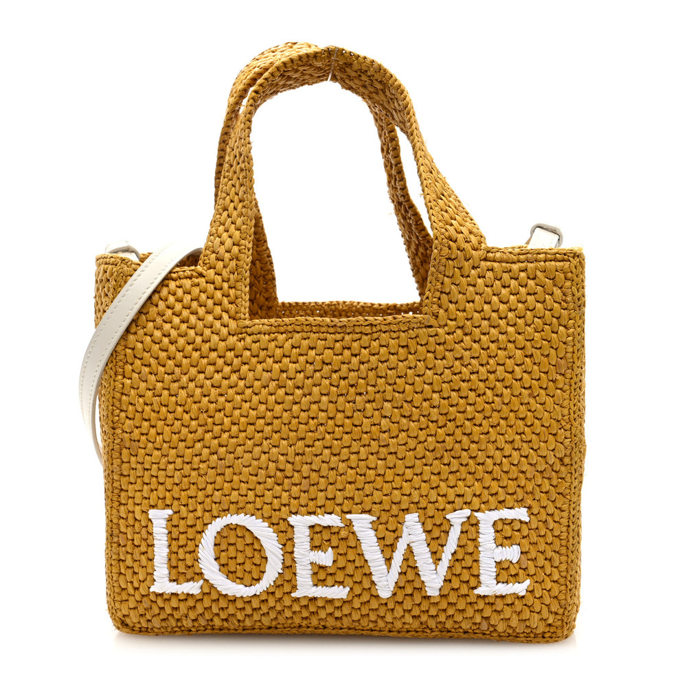 X PAULA'S IBIZA Raffia Font Tote Ochre