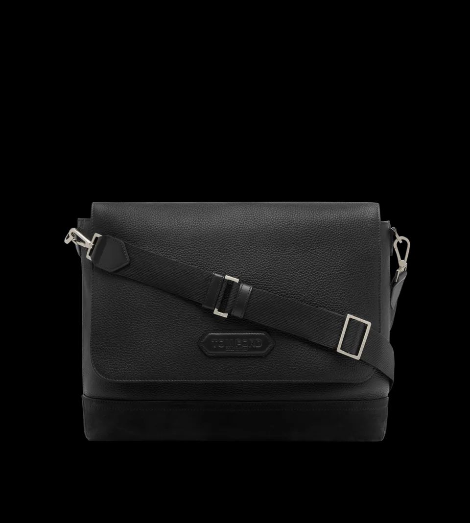 LEATHER AND SUEDE CHIC SPORT FLAP MESSENGER