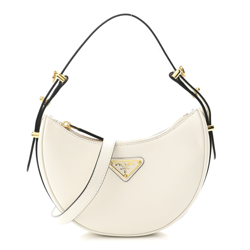 Soft Calfskin Mini Arque Shoulder Bag White