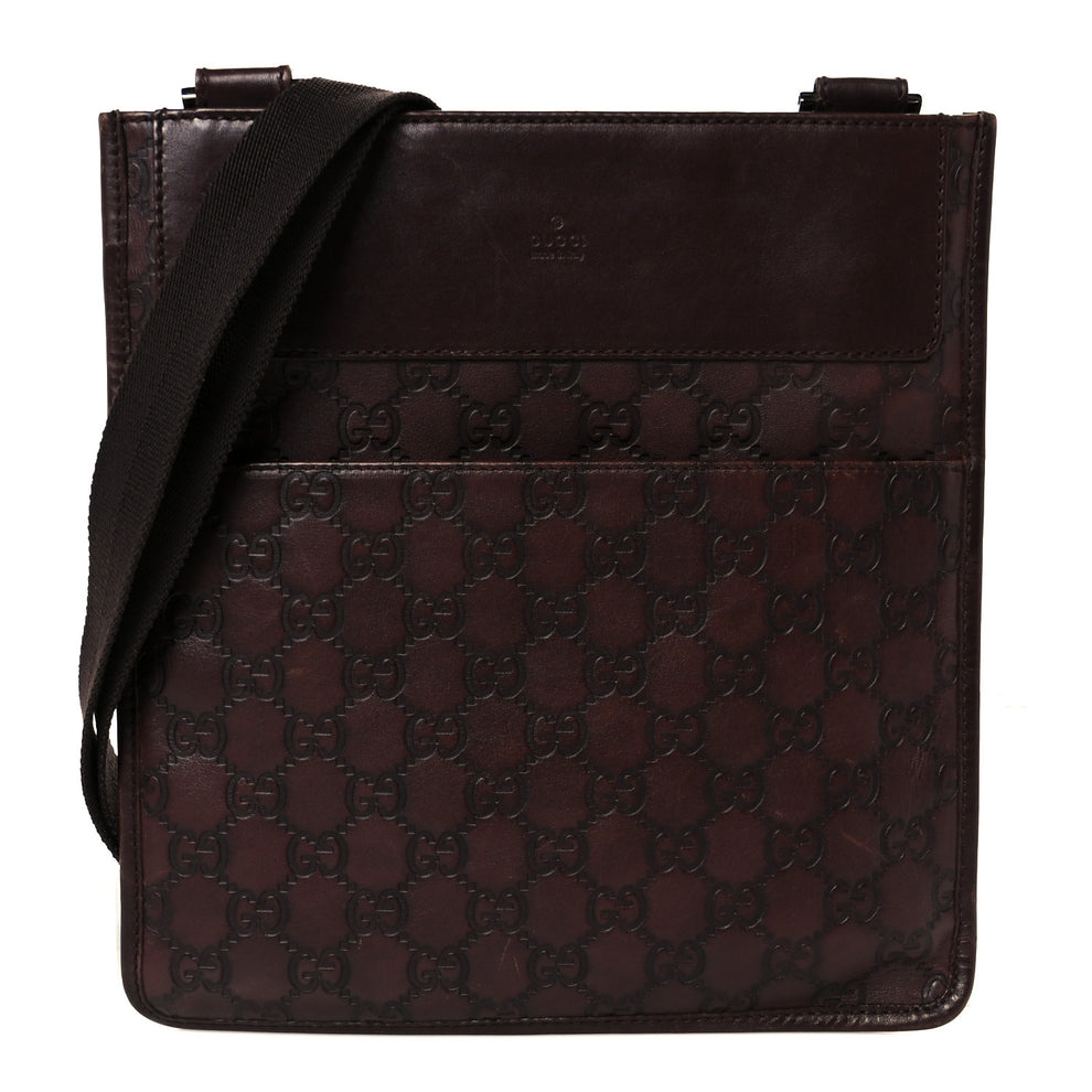 Guccissima Medium Flat Messenger Bag Dark Brown Dark Brown