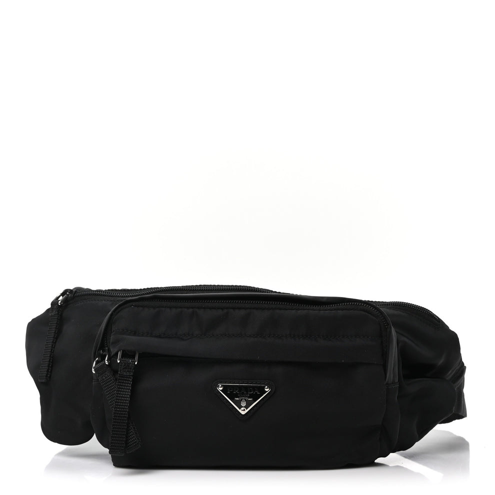 Tessuto Nylon Double Pocket Belt Bag Black