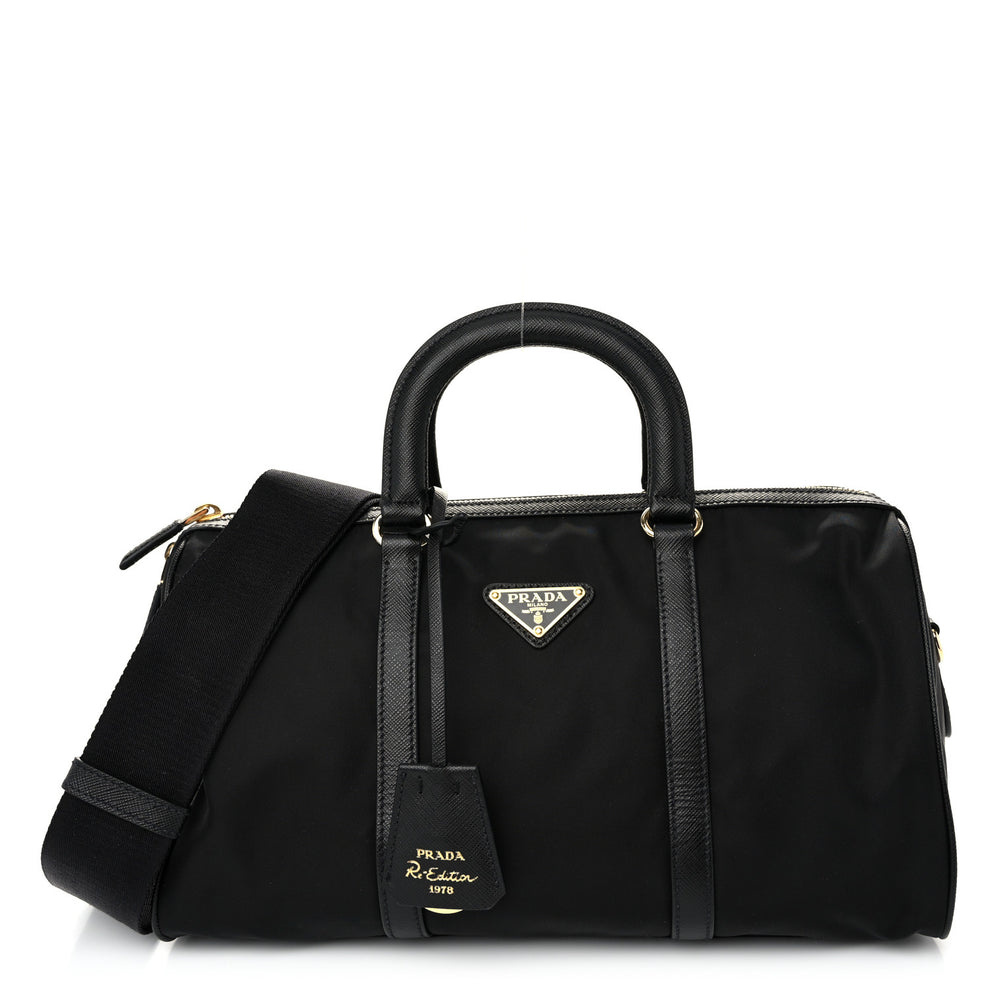 Re-Nylon Saffiano Medium Re-Edition 1978 Top Handle Bag Black