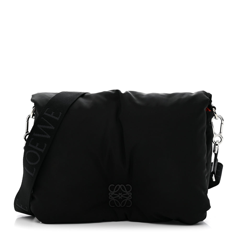 Nylon Medium Goya Puffer Bag Black