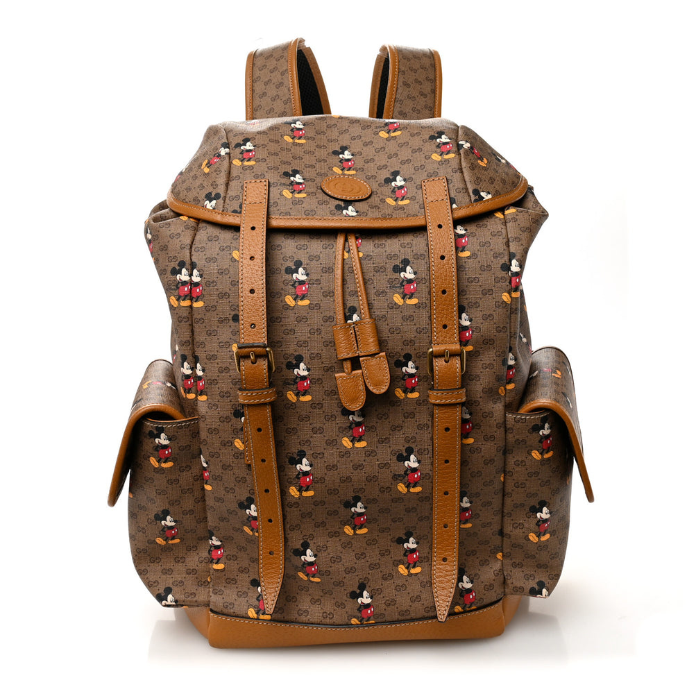 X DISNEY Mini Vintage GG Supreme Monogram Mickey Mouse Medium Backpack Beige Vintage Sun Oil